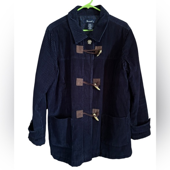 Denim&Co Jackets & Blazers - Denim and Co Navy Blue Mid Thigh Corduroy Winter Jacket Coat Women Size Large